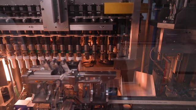 Industrial blow molding machinery processing plastic bottle preforms