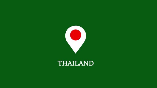 Thailand map location pin animation on green screen background