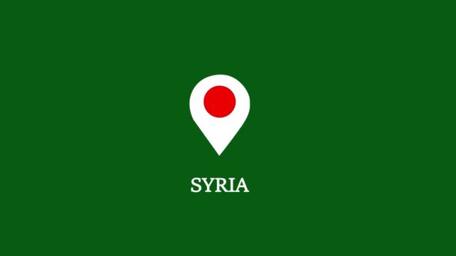 Syria country location map marker animation on green screen syrian