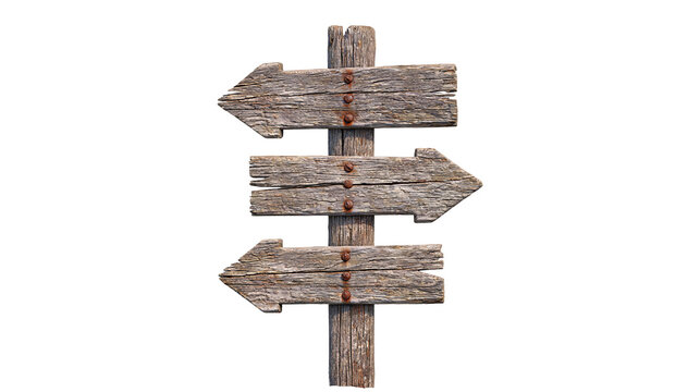 Old wooden signboard, rustic arrow signpost, directional sign, wooden sign, rustic signpost, vintage wood arrows, arrow sign, street sign, wayfinding sign, timber signpost, guidepost, road sign.