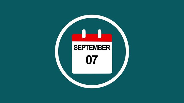 September 7th calendar date animation: minimalist daily planner for business scheduling and reminders