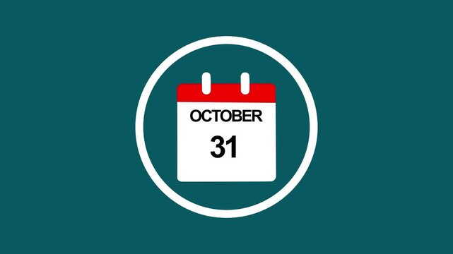 October 31 calendar date animation for halloween and holiday planning