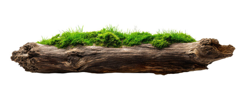 fallen log with grass on transparent background cutout isolated illustraion cutout isolated illustraion on transparent background
