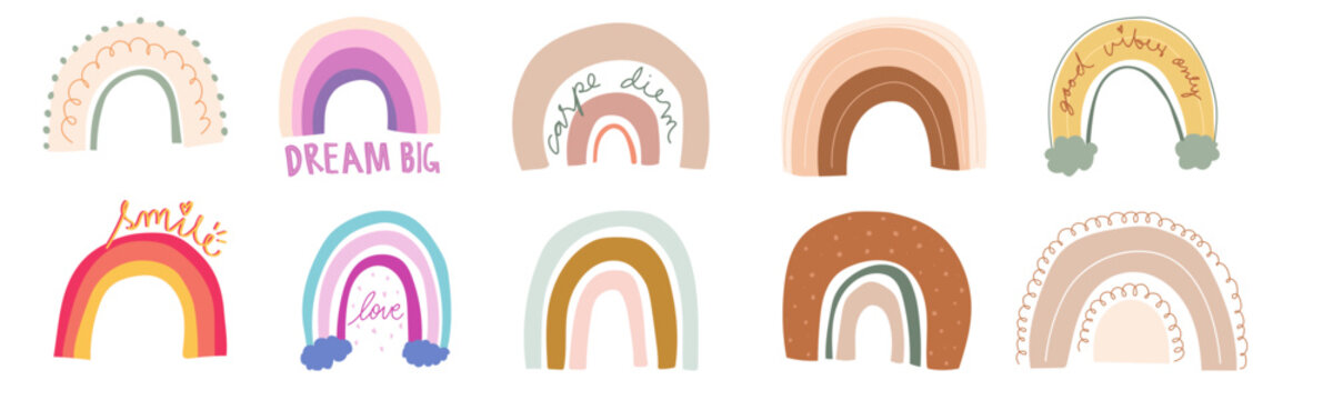 Hand Drawn Rainbow SVG Set 
Conjunto de Arco-&Iacute;ris em SVG 
