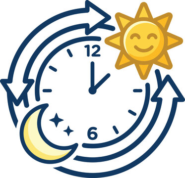Circadian rhythm icon illustrates the biological cycle of daylight and darkness.