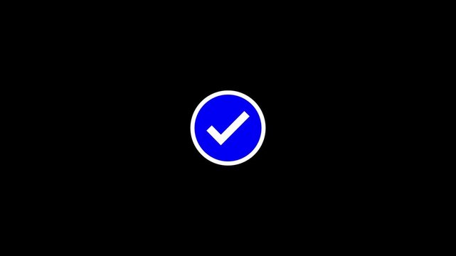 Blue Check Mark Circle Animation on Black Background