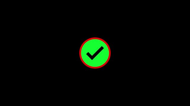 Green Check Mark Circle Icon Animation on Black Background