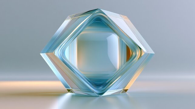 Abstract glass diamond shape on neutral background