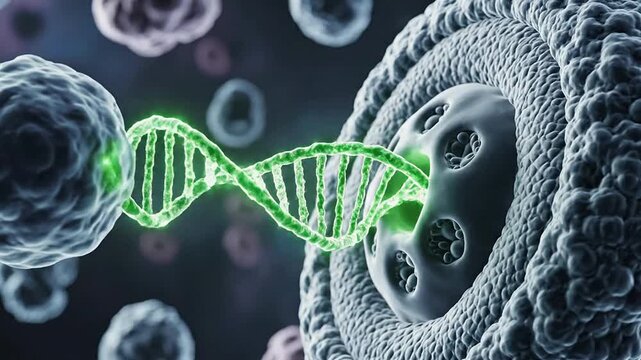 Conceptual Visualization of Gene Therapy Vectors Interacting with Cells and DNA Strand in a Detailed Cellular Environment