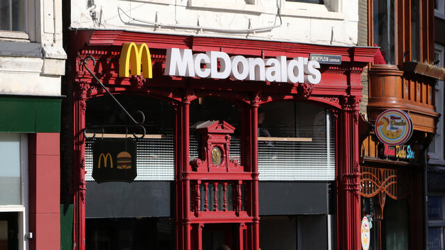 Historic McDonald's Restaurant at Muntplein in Amsterdam, Netherlands