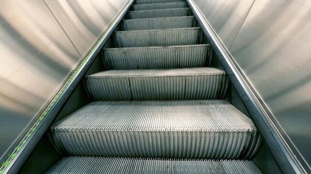 Helsinki Metro Empty Escalator Moving Upward Indoors 