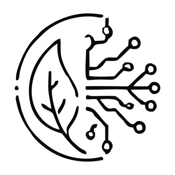 Bioelectronic Technology Line Vector Icon &ndash; Modern Biomedical Circuit and Digital Healthcare