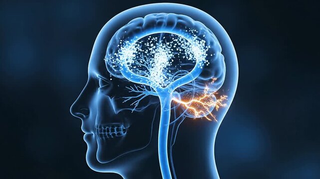 Detailed Inner Ear Concept Showcasing Transparent Side Head View Highlighting Neural Connections And Brain Activity Emphasizing Neuroscience