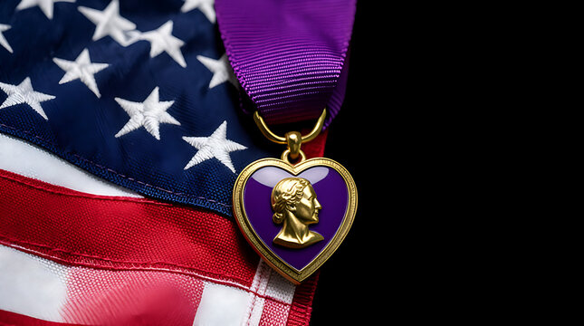 Patriotic heart-shaped pendant with American flag. Gold jewelry charm featuring USA stars and stripes for national pride.