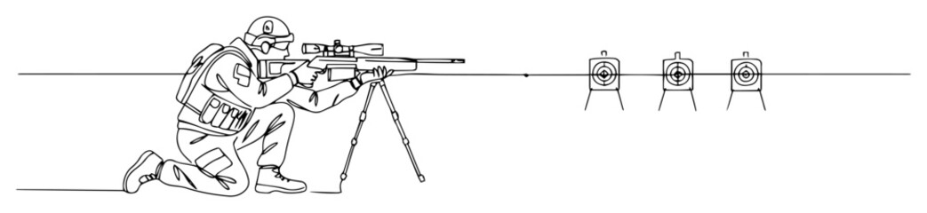 sniper aiming at targets in shooting range outline © Wieslaw