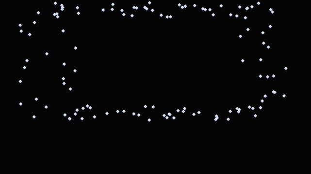 White diamond particles forming rectangular frame on black background