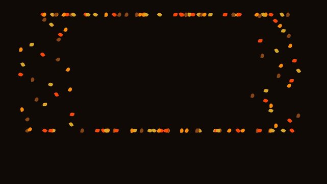 Autumn leaves forming rectangular frame on black background