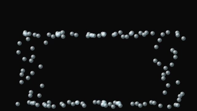 Silver pearls forming rectangular frame on black background