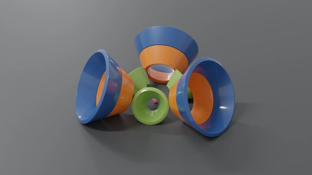 Abstract geometric objects in a contemporary digital environment, realistic 3D render, modern visual composition, premium background for creative media and design concepts
