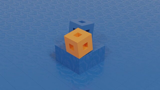 Abstract 3D animation with colorful cubic objects in vivid colors, modern geometric composition, realistic digital render, contemporary minimalist design, seamless background for creative visual proje