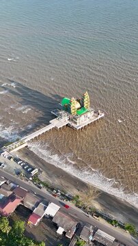 The Ziyadatul Abrar Floating Mosque, located at Siring Pagatan Beach in South Kalimantan