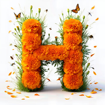 letra H, cempasuchil, catrinas, sombrero, garbanzera, flor, naranja, petalos, mariposas, corazon, craneo, calavera, catrin, velas, accesorios, ornamentos, elegante, decoraciones, objeto, celebraciones