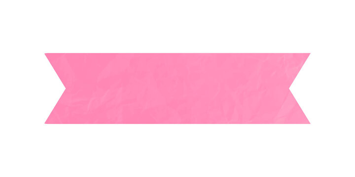 Pink paper banner ribbon with a wrinkled texture for labels and text placeholders
