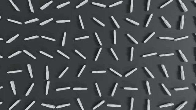 Abstract Geometric Arrow Pattern Background with Rotating White Clock Hand Shapes on Black Grid, Minimal Seamless Loop Animation, Modern Motion Graphics