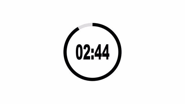 3 Minute Countdown Timer Animation, Modern Timer Interface Overlay on Transparent Background, Completes in 60 Seconds, 4K 