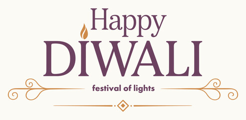 Happy diwali festival of lights greeting card graphic with festival greeting typography ornament celebration traditional religion invitation © VectorVibe Studio