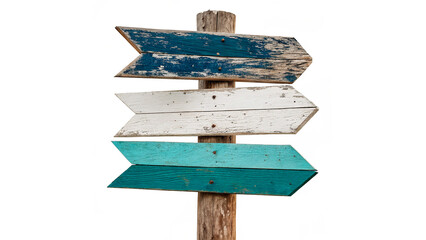 Classic multi directional wooden signpost arrow pointer isolated on a transparent background © Ivanka