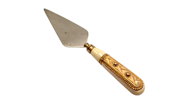 Small wooden handle steel trowel shovel garden tool isolated on a transparent background