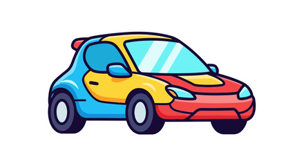 Obraz premium Colorful cartoon car side view.