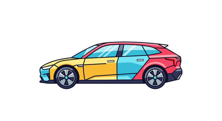 Fototapeta premium Colorful car with multicolored body panels.