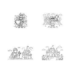Fototapeta premium Kids Fantasy Medieval Knight Castle Coloring Pages Collection