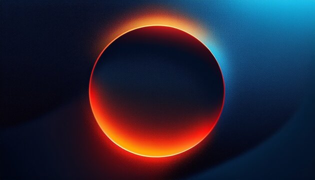 dark blue black gradient background with orange red glowing arc circle abstract grain noise texture