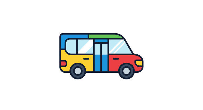 Colorful cartoon mini bus vehicle.