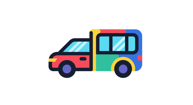 Colorful cartoon mini bus vehicle.