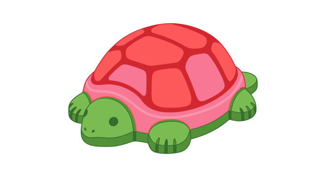 Colorful cartoon turtle with pink shell.