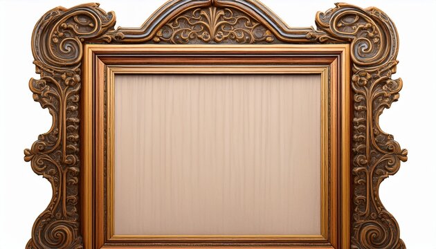 antique vertical wood frame ornate detail empty canvas cutout ornate vertical frame