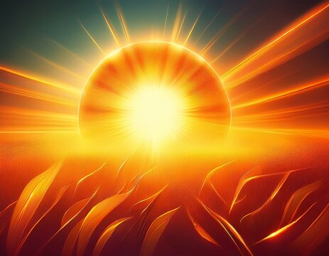 shiny sun summer solstice card blurred effect intense heat solstice