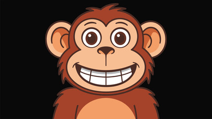 Cute cartoon monkey face with a wide smiling expression character illustration wildlife expression portrait cheerful anthropomorphic creature © Velixar Design