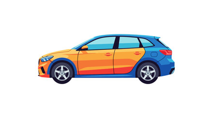 Fototapeta premium Colorful Hatchback Car Side View.