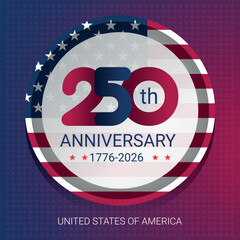 250th anniversary USA festive banner for 4th of July greetings and invitations. Waving national flag of the United States © ーの方へ クリエイターの方へ