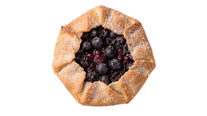 Fresh baked traditional round sweet berry tart pie isolated on a transparent background © Lobov