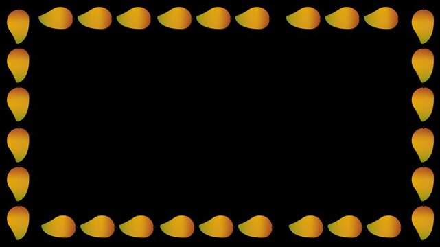 Animated Tropical Mango Fruit Border Frame Background for Summer Food Presentation Seamless Loop
