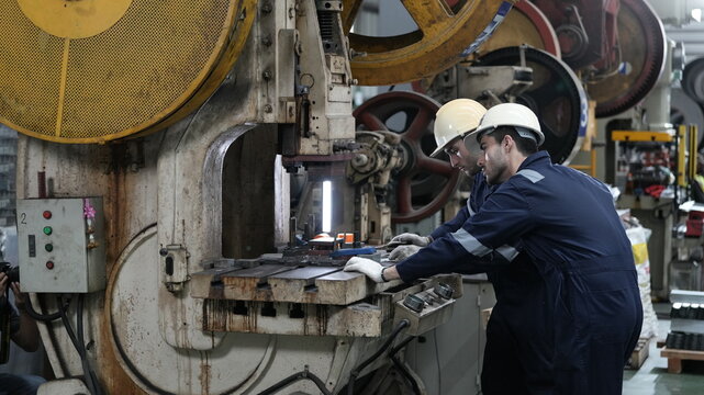 engineer team full skill quality for maintenance and training in industry factory worker , warehouse Workshop for factory operators, mechanical engineering team production.