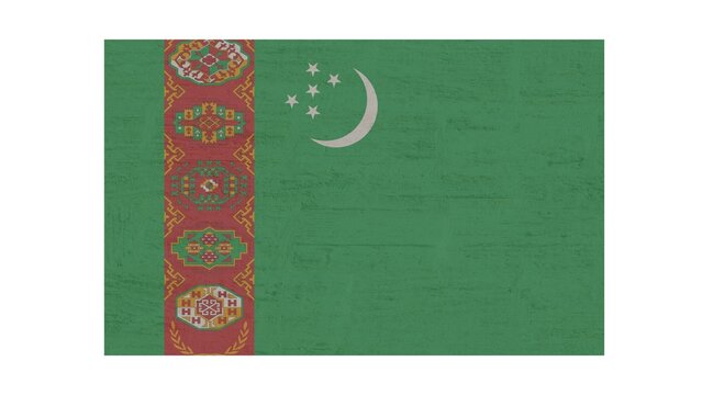 Republic of Turkmenistan national flag isolated on white background.