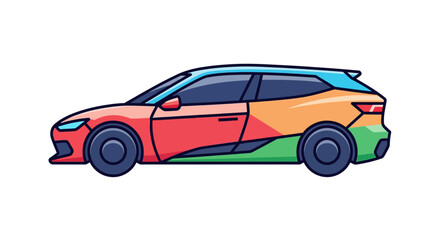 Fototapeta premium Colorful Modern Hatchback Car Vehicle.