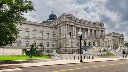 Wide Front View Of Library Of Congress Thomas Jefferson Building In Washington DC During Summer © kosoff
